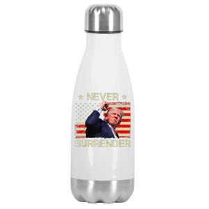 Never Surrender Trump 2024 Survived Shot Fight For America Stainless Steel Insulated Water Bottle