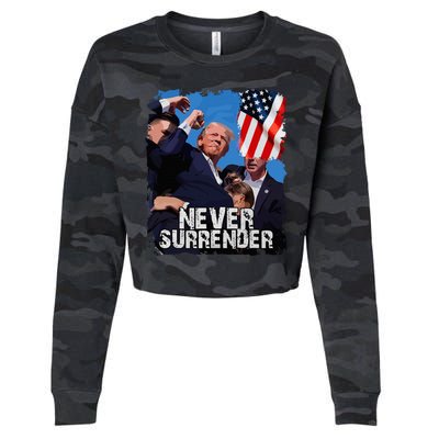 Never Surrender Trump Rushed Offstage With Blood Shooting Cropped Pullover Crew