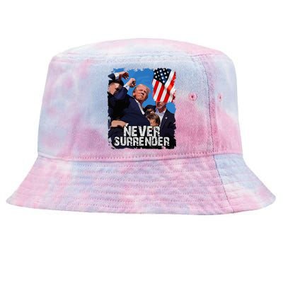 Never Surrender Trump Rushed Offstage With Blood Shooting Tie-Dyed Bucket Hat