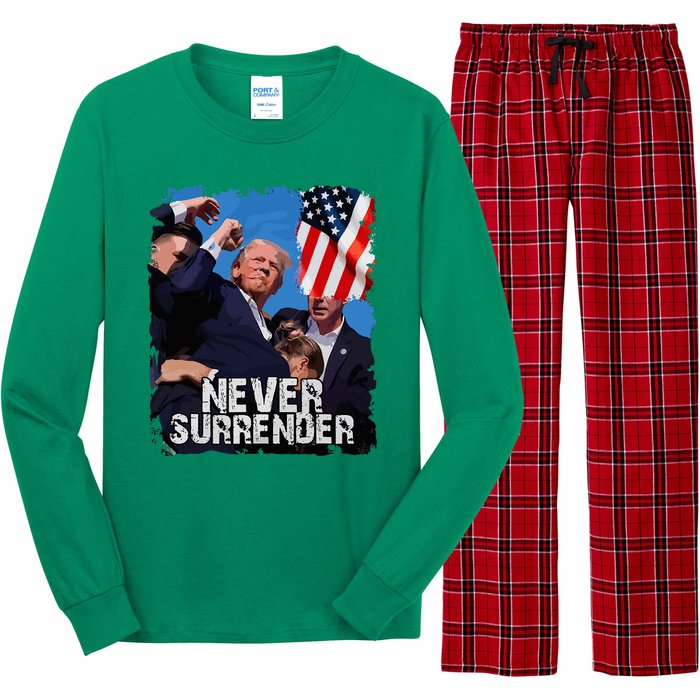 Never Surrender Trump Rushed Offstage With Blood Shooting Long Sleeve Pajama Set