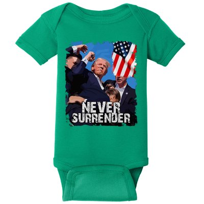 Never Surrender Trump Rushed Offstage With Blood Shooting Baby Bodysuit