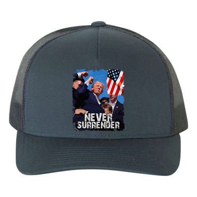 Never Surrender Trump Rushed Offstage With Blood Shooting Yupoong Adult 5-Panel Trucker Hat