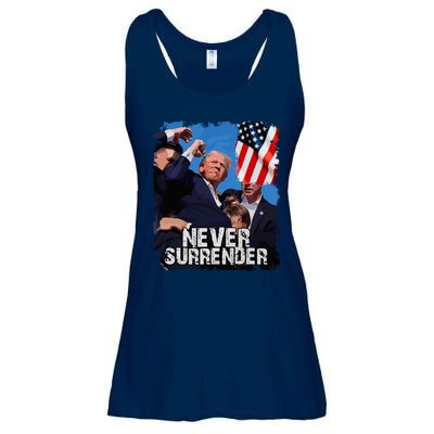 Never Surrender Trump Rushed Offstage With Blood Shooting Ladies Essential Flowy Tank