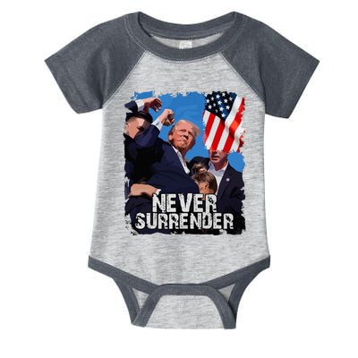 Never Surrender Trump Rushed Offstage With Blood Shooting Infant Baby Jersey Bodysuit