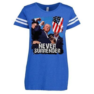 Never Surrender Trump Rushed Offstage With Blood Shooting Enza Ladies Jersey Football T-Shirt