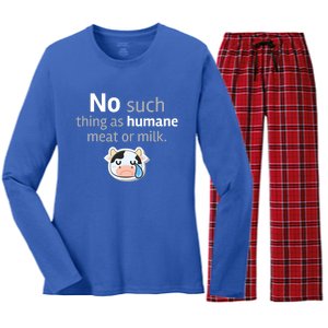 No Such Thing As Hue Meat Or Milk Crying Cow Cool Gift Women's Long Sleeve Flannel Pajama Set 