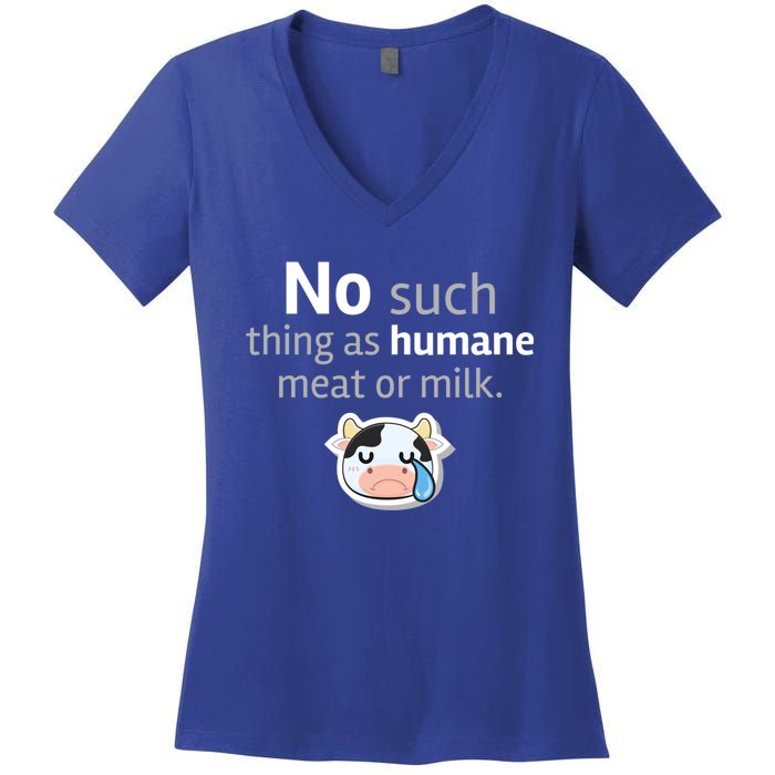 No Such Thing As Hue Meat Or Milk Crying Cow Cool Gift Women's V-Neck T-Shirt