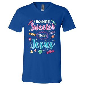 Nothing Sweeter Than Jesus Christian Faith Candy Meaningful Gift V-Neck T-Shirt