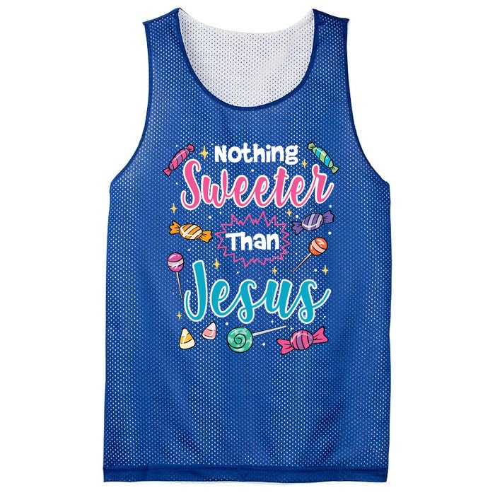 Nothing Sweeter Than Jesus Christian Faith Candy Meaningful Gift Mesh Reversible Basketball Jersey Tank