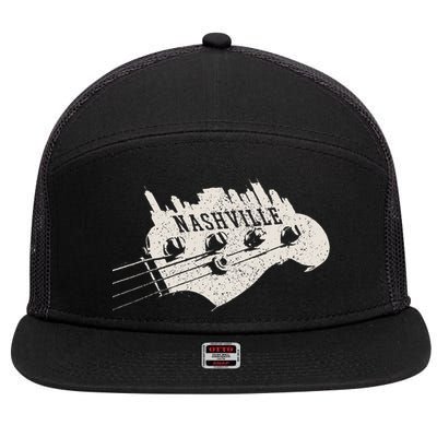 Nashville Skyline Tennessee Country Music City Vintage 7 Panel Mesh Trucker Snapback Hat