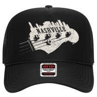 Nashville Skyline Tennessee Country Music City Vintage High Crown Mesh Back Trucker Hat