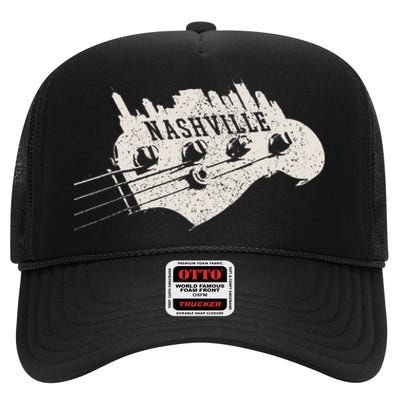 Nashville Skyline Tennessee Country Music City Vintage High Crown Mesh Back Trucker Hat