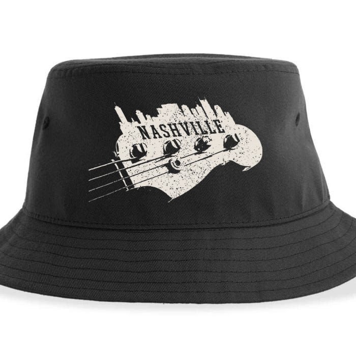 Nashville Skyline Tennessee Country Music City Vintage Sustainable Bucket Hat