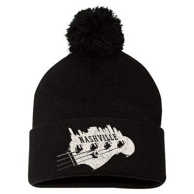 Nashville Skyline Tennessee Country Music City Vintage Pom Pom 12in Knit Beanie