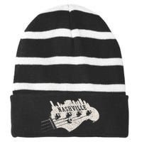 Nashville Skyline Tennessee Country Music City Vintage Striped Beanie with Solid Band