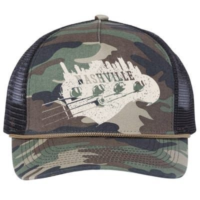 Nashville Skyline Tennessee Country Music City Vintage Retro Rope Trucker Hat Cap