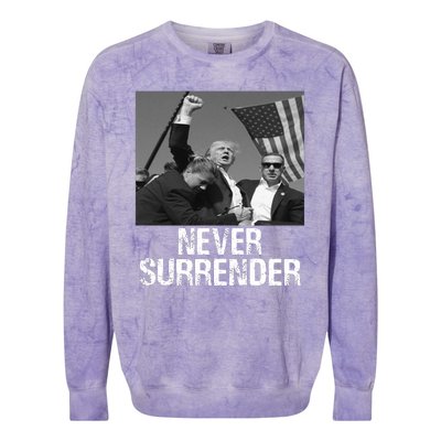 Never Surrender Trump Statement Shooting Pray For Trump Colorblast Crewneck Sweatshirt