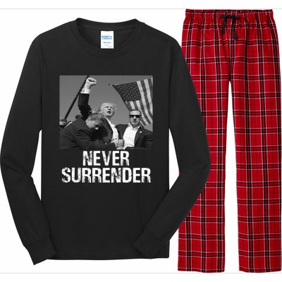 Never Surrender Trump Statement Shooting Pray For Trump Long Sleeve Pajama Set