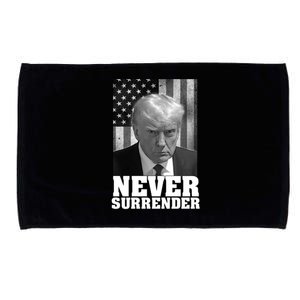 Never Surrender Trump Legend Trump Mugshot Us Flag Cute Gift Microfiber Hand Towel