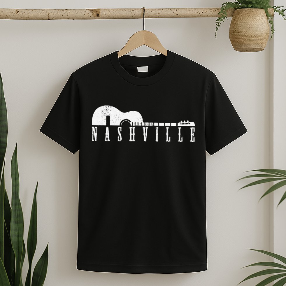 Nashville Skyline Tennessee Country Music Guitar Player T-Shirt
