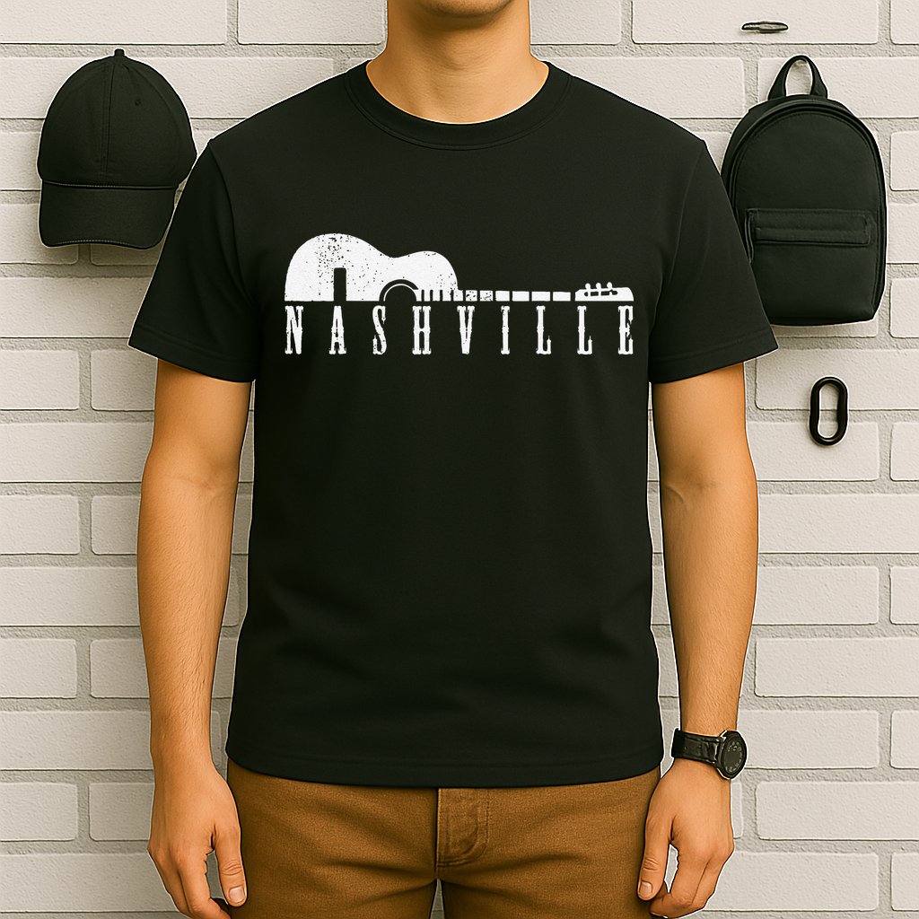 Nashville Skyline Tennessee Country Music Guitar Player T-Shirt