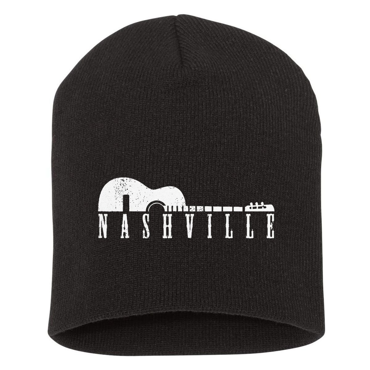 Nashville Skyline Tennessee Country Music Guitar Player Short Acrylic Beanie