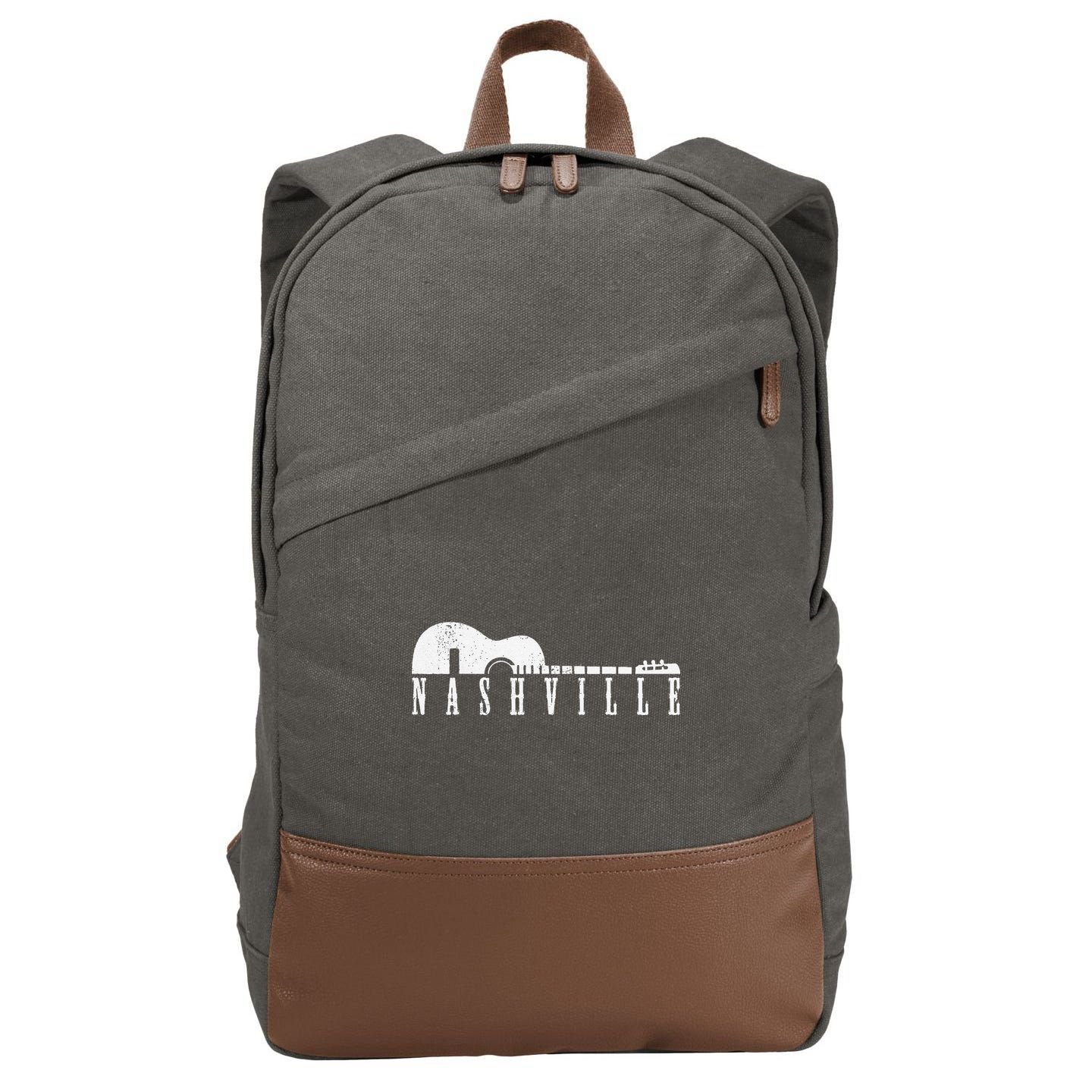 Nashville Skyline Tennessee Country Music Guitar Player Cotton Canvas Backpack