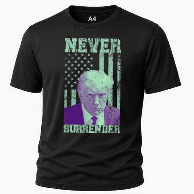 Never Surrender Trump Mugshot Performance Shirt