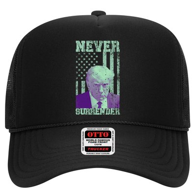 Never Surrender Trump Mugshot Trucker Hat