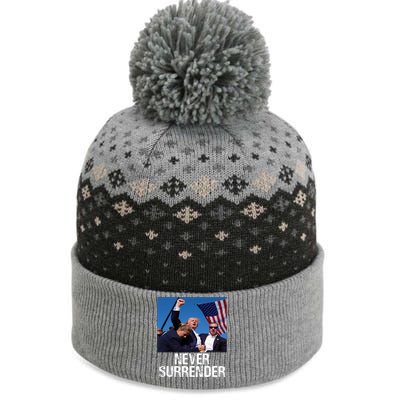 Never Surrender Trump Statement Shooting Pray For Trump The Baniff Cuffed Pom Beanie