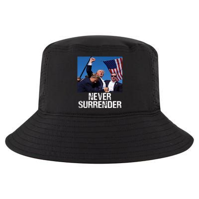 Never Surrender Trump Statement Shooting Pray For Trump Cool Comfort Performance Bucket Hat