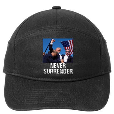 Never Surrender Trump Statement Shooting Pray For Trump 7-Panel Snapback Hat