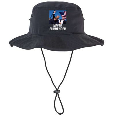 Never Surrender Trump Statement Shooting Pray For Trump Legacy Cool Fit Booney Bucket Hat