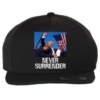 Never Surrender Trump Statement Shooting Pray For Trump Wool Snapback Cap