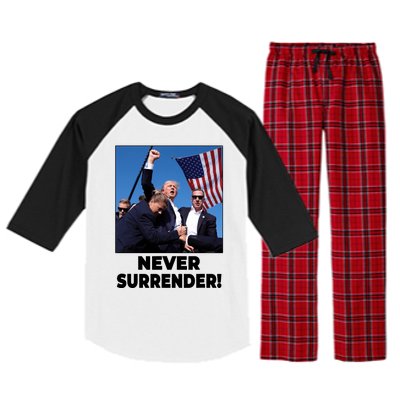 Never Surrender Trump Rally Shooting Donald Trump Statement Raglan Sleeve Pajama Set