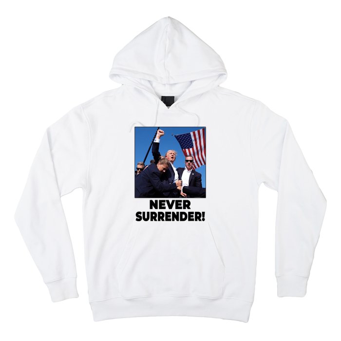 Never Surrender Trump Rally Shooting Donald Trump Statement Hoodie