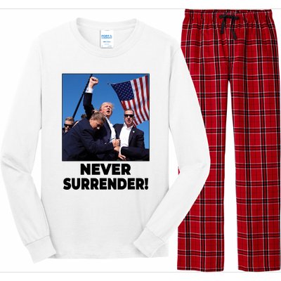 Never Surrender Trump Rally Shooting Donald Trump Statement Long Sleeve Pajama Set