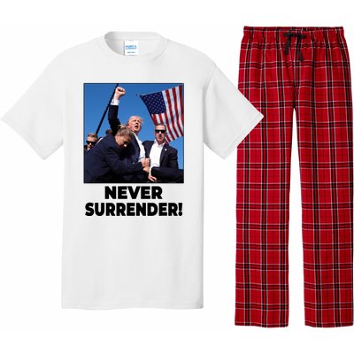 Never Surrender Trump Rally Shooting Donald Trump Statement Pajama Set