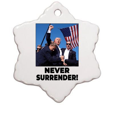 Never Surrender Trump Rally Shooting Donald Trump Statement Ceramic Star Ornament