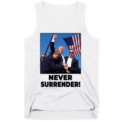 Never Surrender Trump Rally Shooting Donald Trump Statement Tank Top