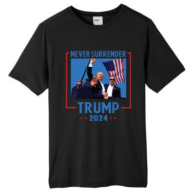 Never Surrender Trump 2024 Tall Fusion ChromaSoft Performance T-Shirt