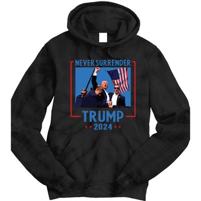 Never Surrender Trump 2024 Tie Dye Hoodie