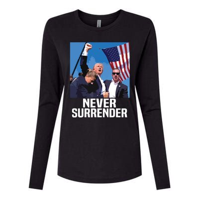 Never Surrender Trump Womens Cotton Relaxed Long Sleeve T-Shirt