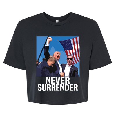 Never Surrender Trump Bella+Canvas Jersey Crop Tee