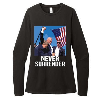 Never Surrender Trump Womens CVC Long Sleeve Shirt