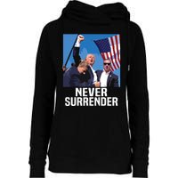 Never Surrender Trump Womens Funnel Neck Pullover Hood