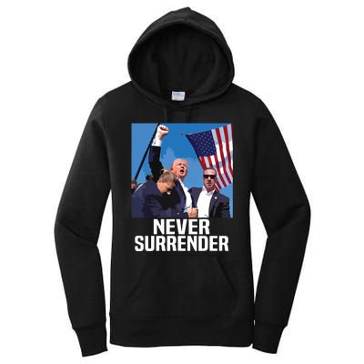 Never Surrender Trump Women's Pullover Hoodie