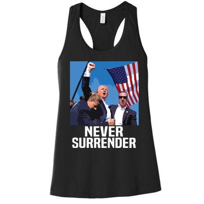 Never Surrender Trump Women's Racerback Tank