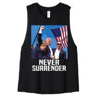 Never Surrender Trump Women's Racerback Cropped Tank