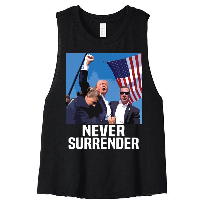 Never Surrender Trump Women's Racerback Cropped Tank